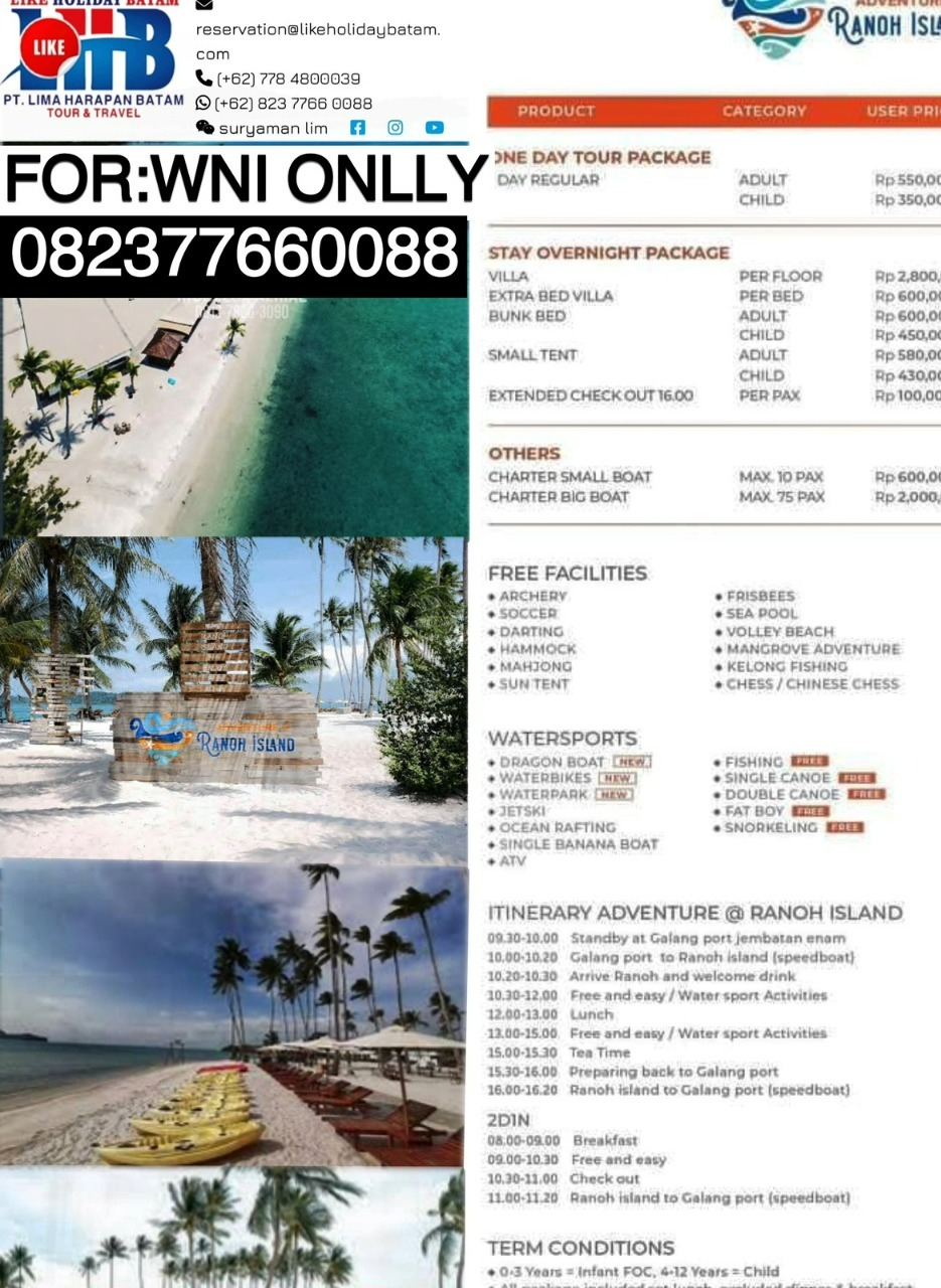 Ranoh Island Package (Indonesian Only)